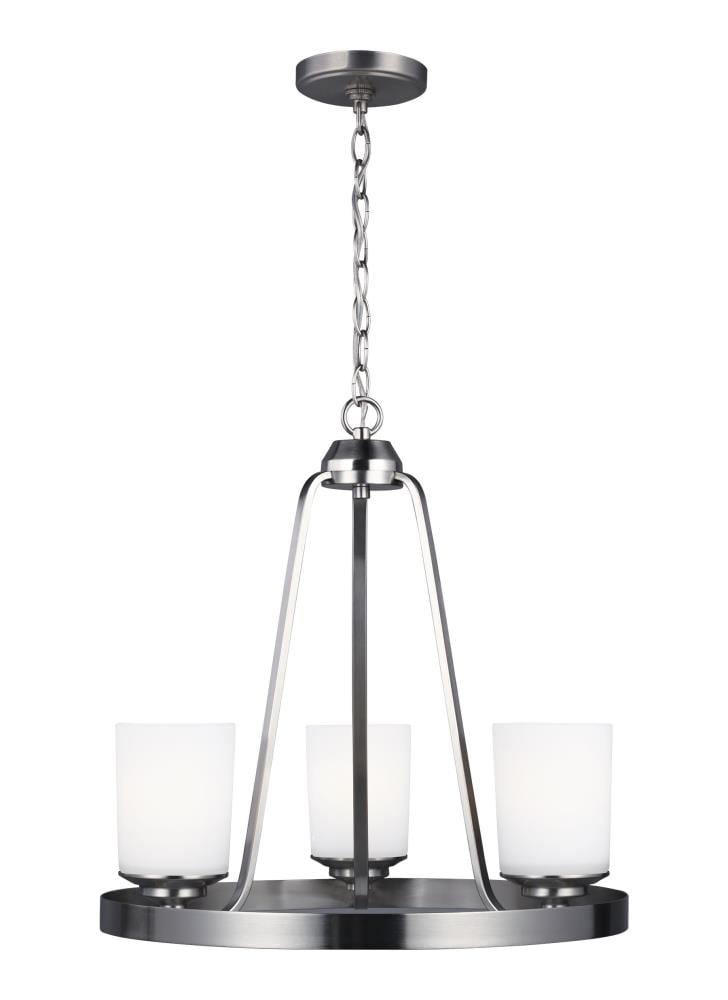 Generation Lighting Kemal 3 -Light Brushed Nickel Indoor Etched glass Glass Metal Chandelier