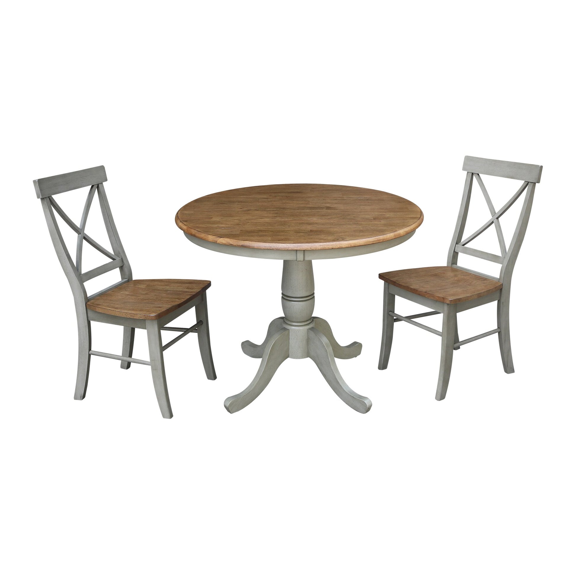 International Concepts Distressed hickory/stone Casual Dining Room Set with Round Table ( Seats 2 )
