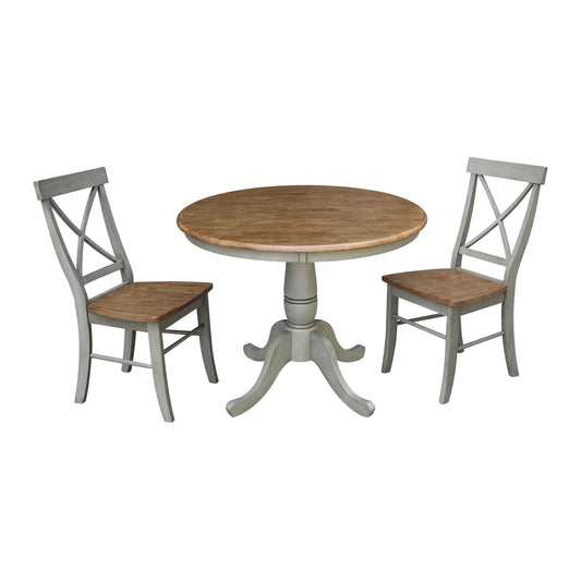 International Concepts Distressed hickory/stone Casual Dining Room Set with Round Table ( Seats 2 )