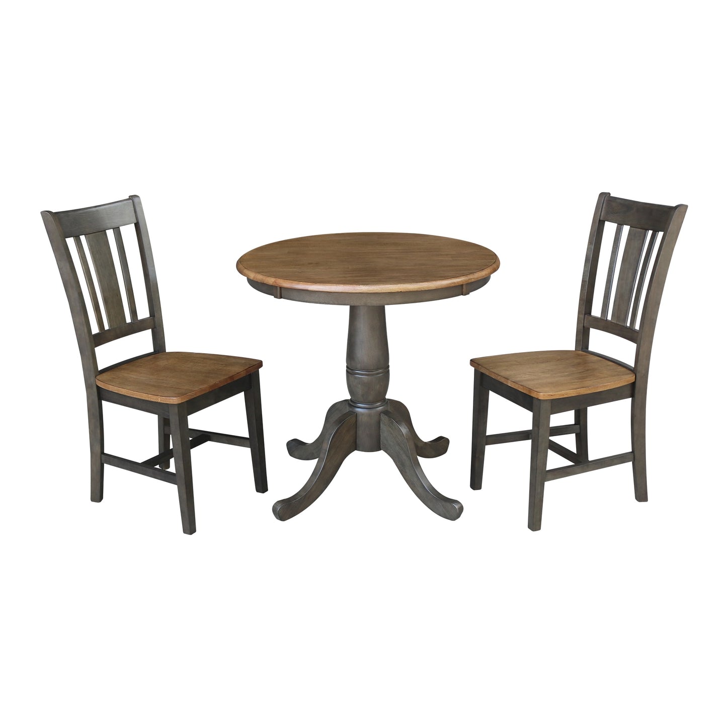 International Concepts Hickory/washed coal Casual Dining Room Set with Round Table ( Seats 2 )