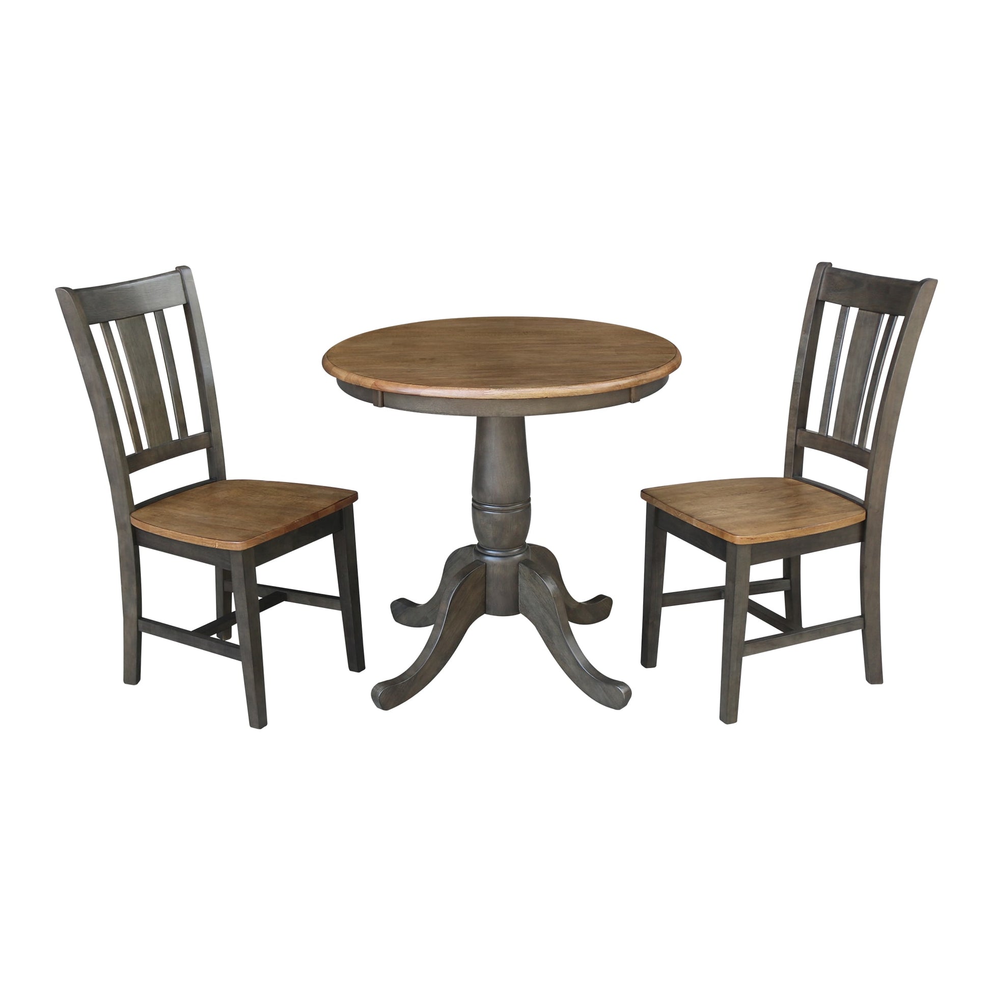 International Concepts Hickory/washed coal Casual Dining Room Set with Round Table ( Seats 2 )