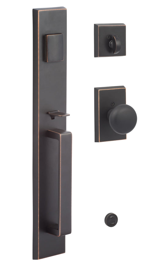 Sure-Loc Hardware Ridgecrest mountain Vail Vintage bronze Exterior Single-Cylinder Deadbolt and Keyed Entry Door Handleset