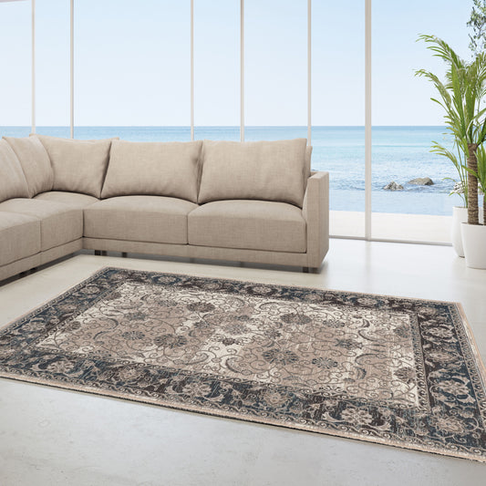 Linon Vintage 9 x 12 (ft) Loomed Polyester Gray Rectangular Indoor Distressed/Overdyed Oriental Spot Clean Only Area rug