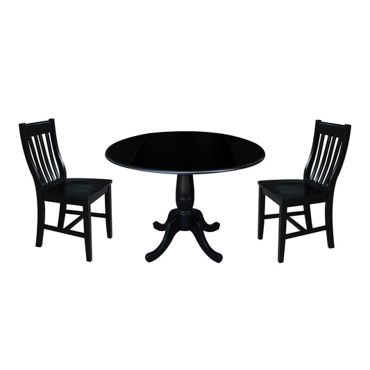 International Concepts Black Casual Dining Room Set with Round Table ( Seats 4 )