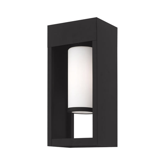 Livex Lighting Bleecker 1 -Light 13.625-in H Matte Black Hardwired Outdoor Wall Light