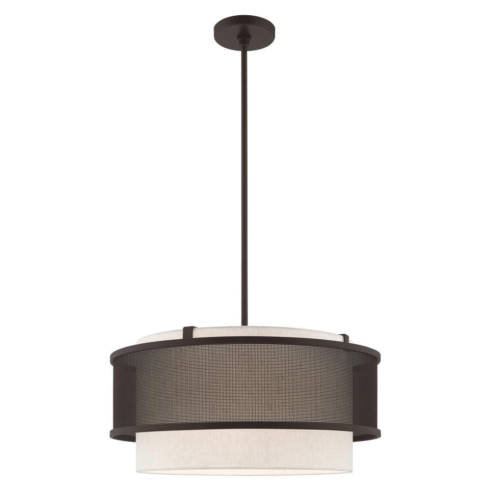 Livex Lighting Braddock 4 -Light Matte Bronze Indoor Fabric Metal Chandelier
