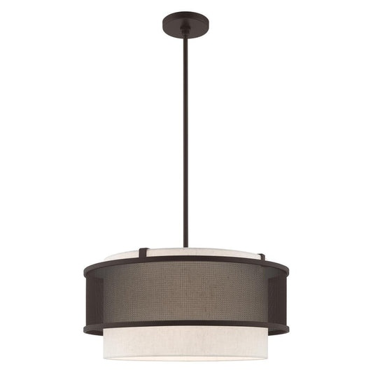 Livex Lighting Braddock 4 -Light Matte Bronze Indoor Fabric Metal Chandelier
