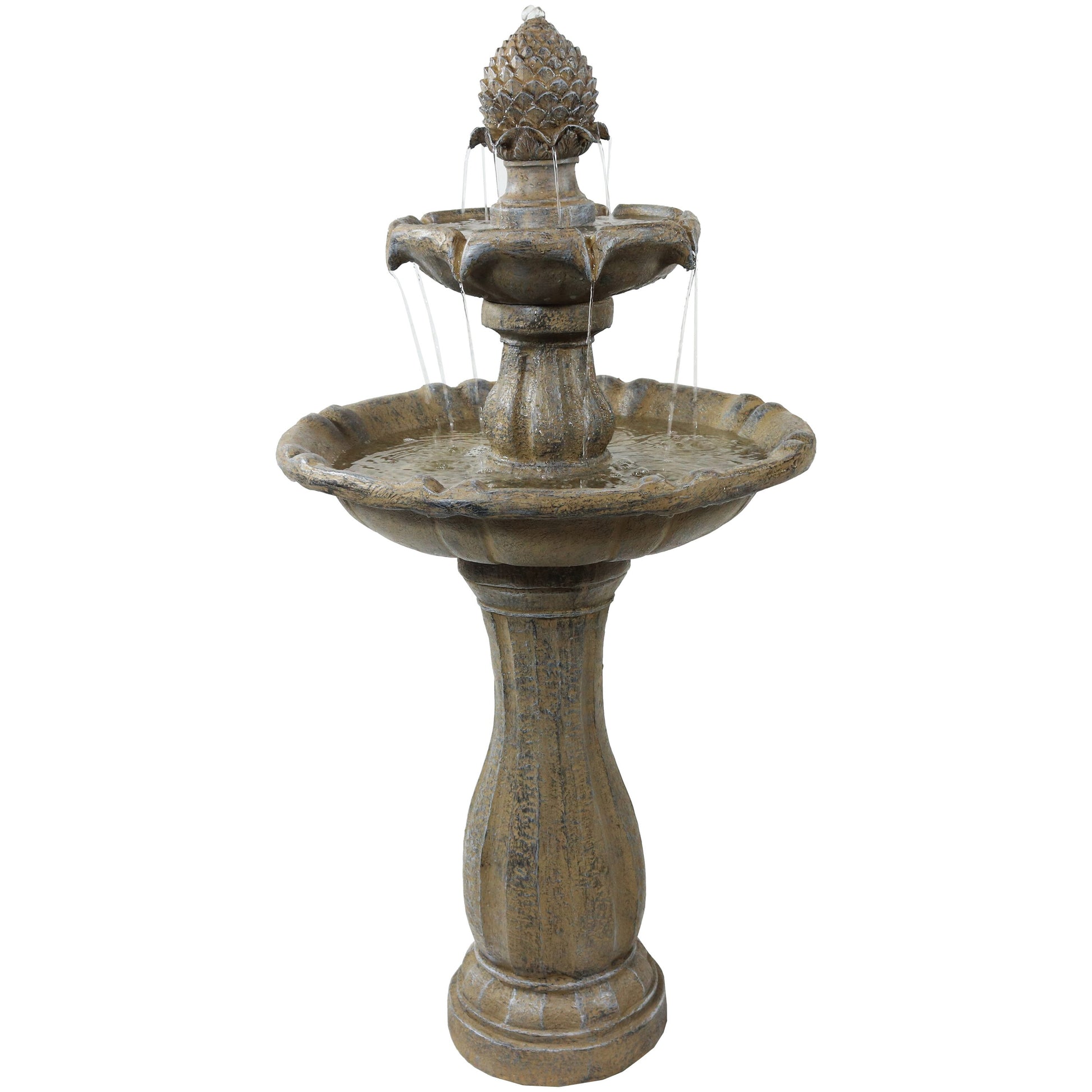 Sunnydaze Decor 46-in H Resin Solar Powered Tiered Outdoor Fountain Pump Included