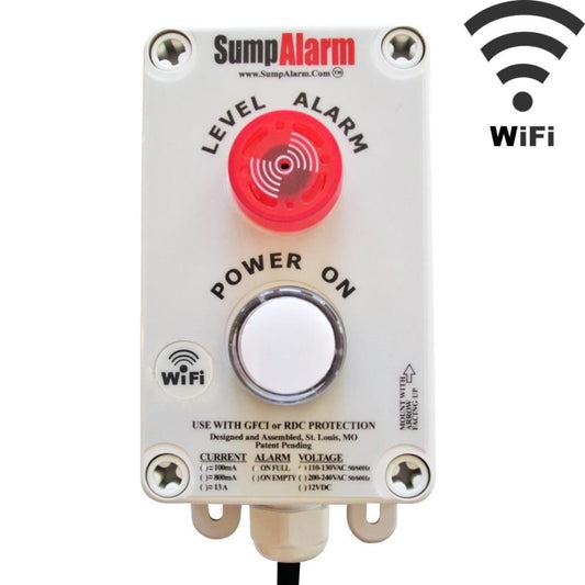 Sump Alarm Indoor/Outdoor, Sump Pump High/Low Water Alarm, Power Indicator LED, Wi-Fi Enabled, 120V,16 Foot Float