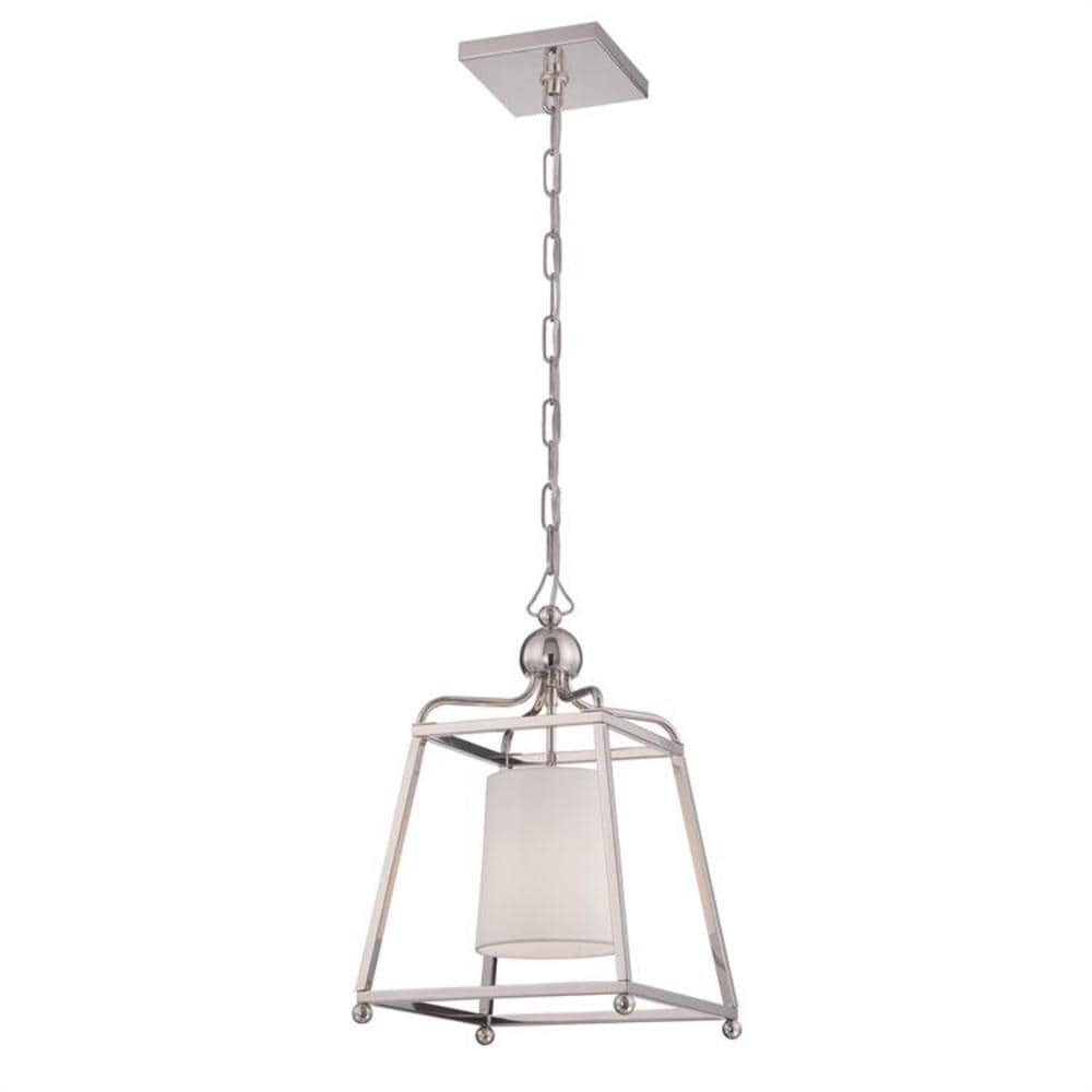 Crystorama Sylvan 1 -Light Polished Nickel Modern/contemporary Lantern Medium Hanging Pendant light