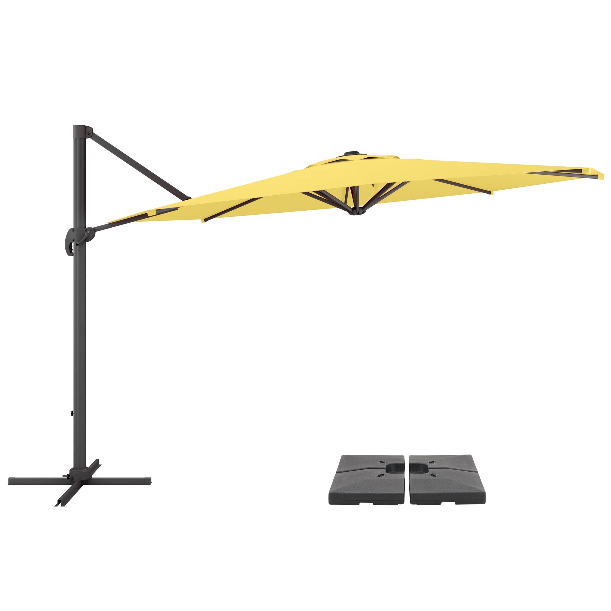 CorLiving 11.5-ft Aluminum Yellow Slide-tilt Cantilever Patio Umbrella with Base