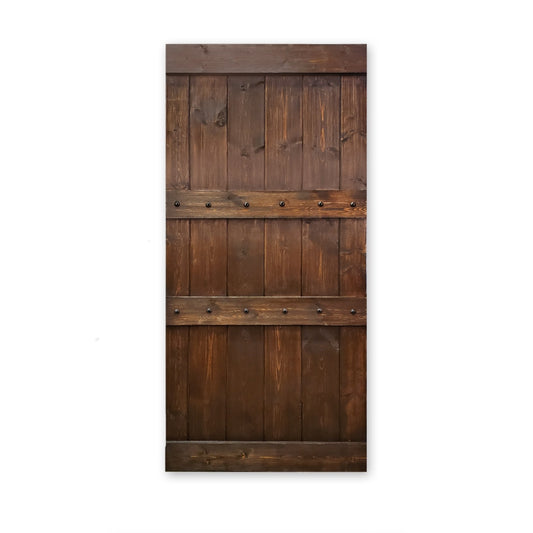CALHOME 30-in x 84-in Brown Pine Wood Solid core Single Barn Door (Hardware Not Included)