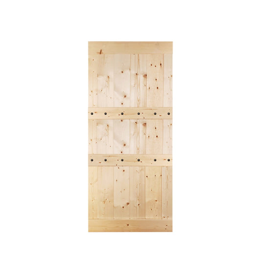 CALHOME 42-in x 84-in Unpainted Unfinished Pine Wood Solid core Single Barn Door (Hardware Not Included)