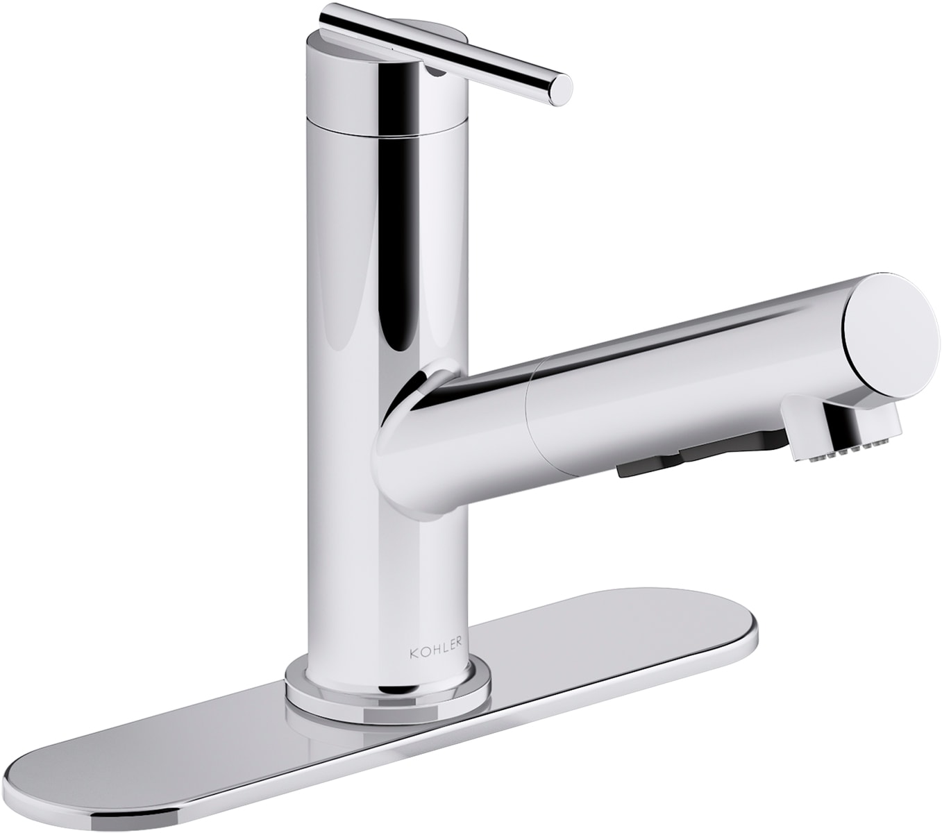 KOHLER Crue Polished Chrome Single Handle Deck-mount Pull-out Kitchen Faucet (Includes Deck Plate)