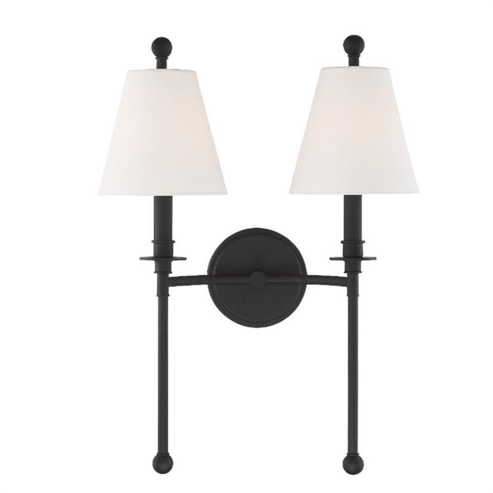 Crystorama Riverdale 15-in W 2 -Light Matte Black Transitional Wall Sconce