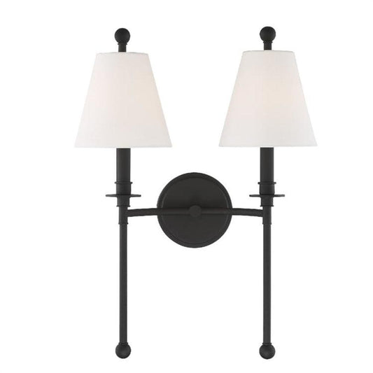 Crystorama Riverdale 15-in W 2 -Light Matte Black Transitional Wall Sconce