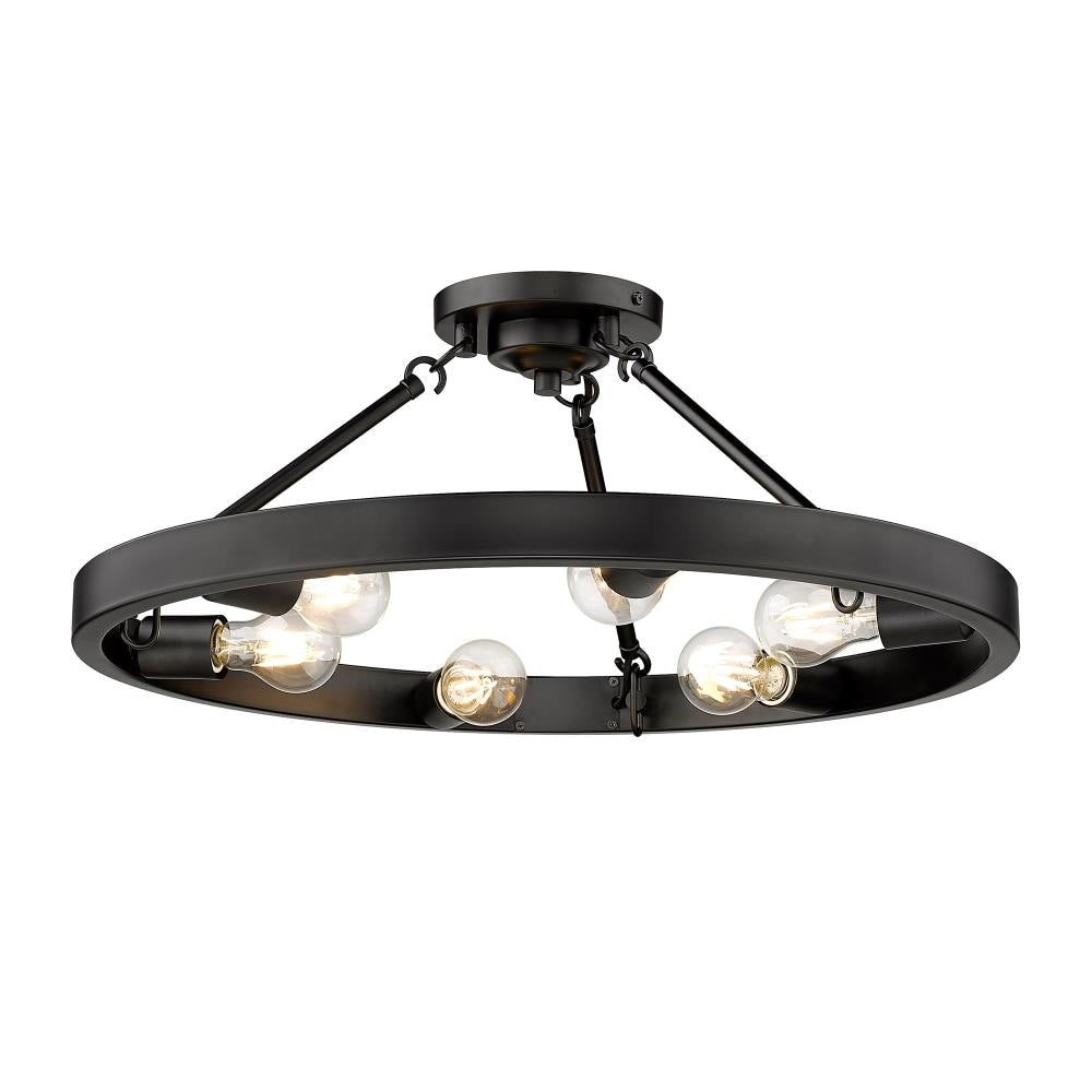 Golden Lighting Castile 6 -Light 24-in Matte Black Semi Flush Mount Light