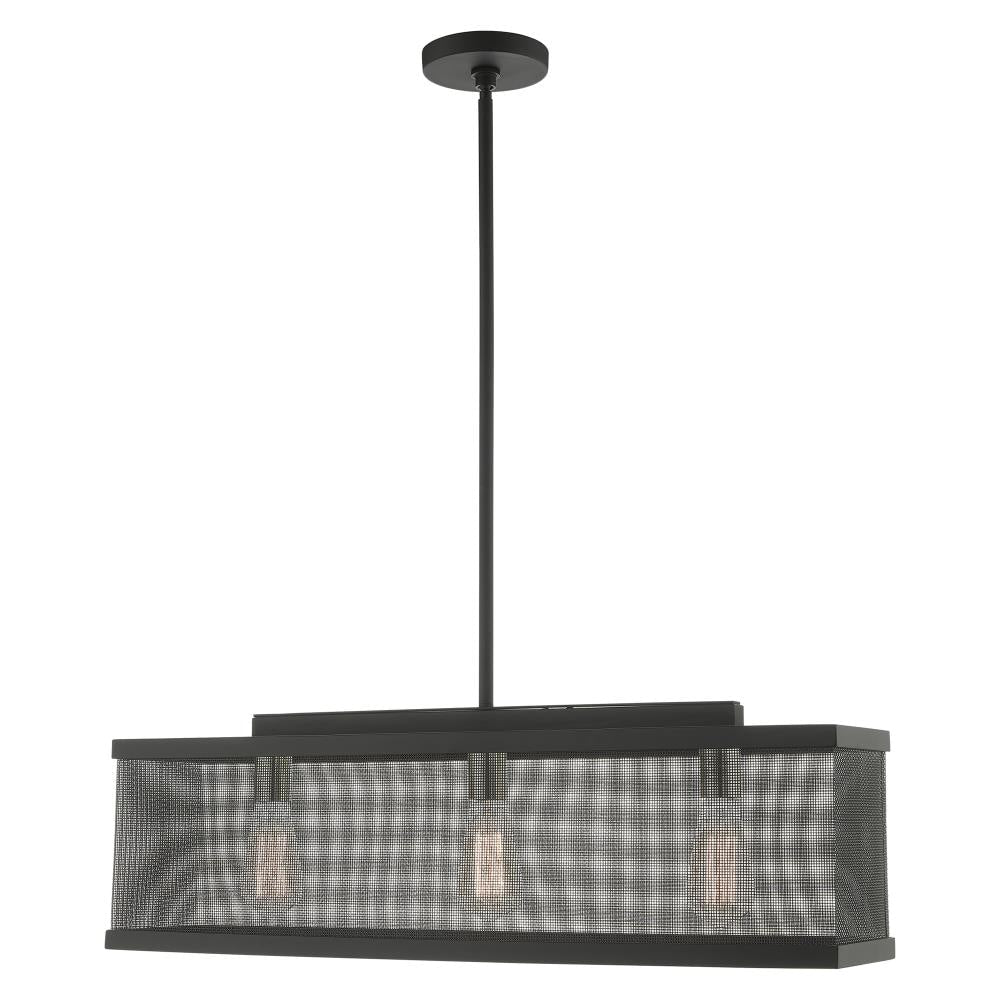 Livex Lighting Industro 3 -Light Matte Black Metal Steel Chandelier