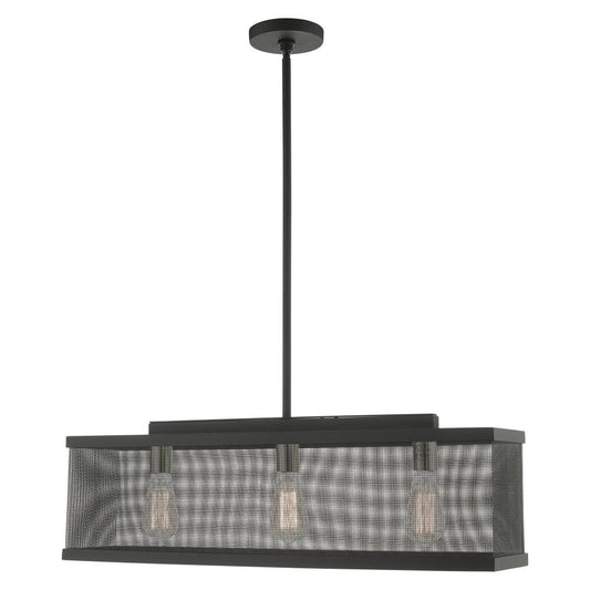 Livex Lighting Industro 3 -Light Matte Black Metal Steel Chandelier