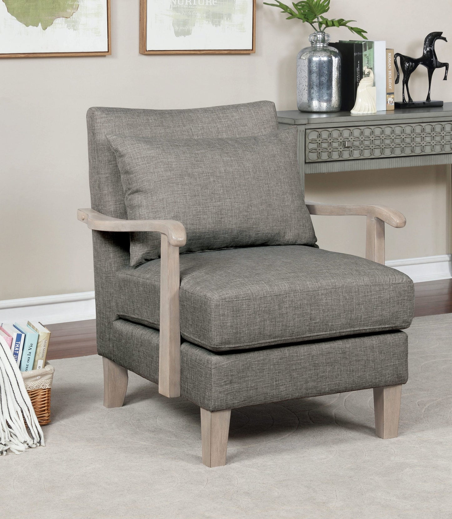 Furniture of America Newstan 29.5-in W Modern Gray Accent Armchair