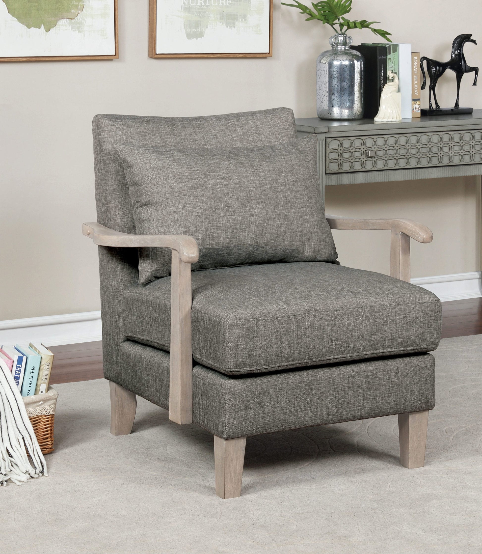 Furniture of America Newstan 29.5-in W Modern Gray Accent Armchair