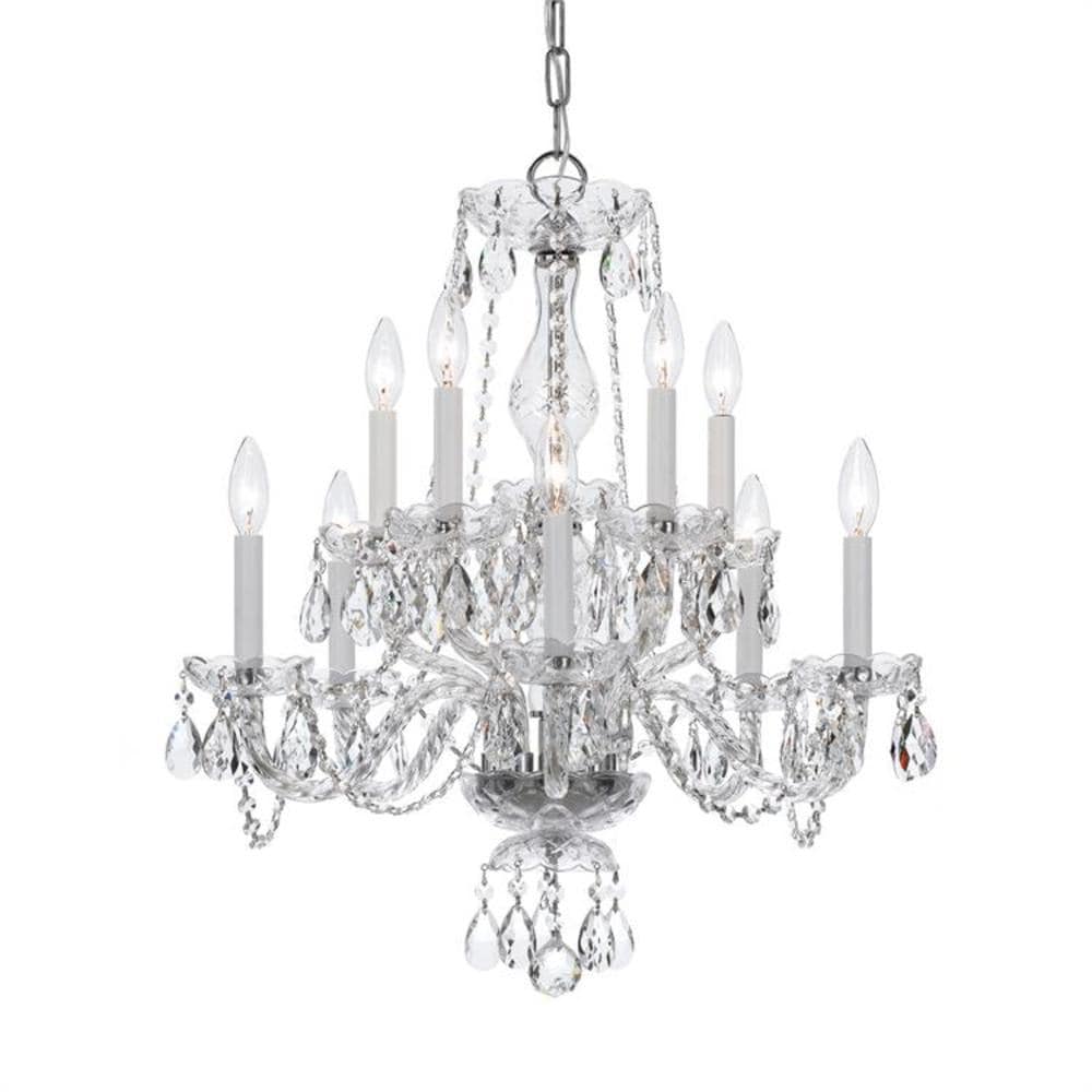 Crystorama Traditional Crystal 10 -Light Polished Chrome Indoor Crystal Metal Chandelier