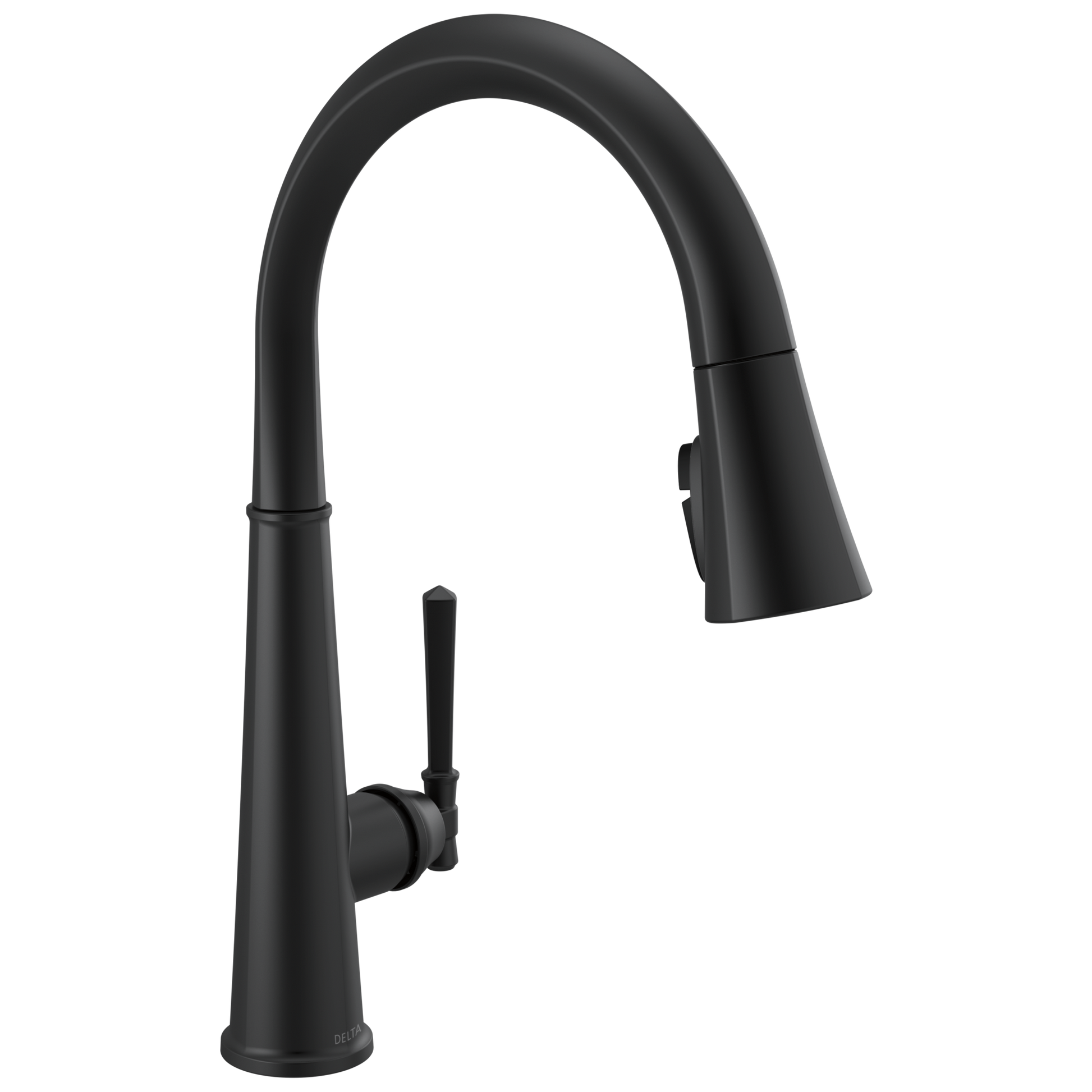 Delta Emmeline Matte Black Single Handle Deck-mount Pull-down Kitchen Faucet with Sprayer (Includes Deck Plate)