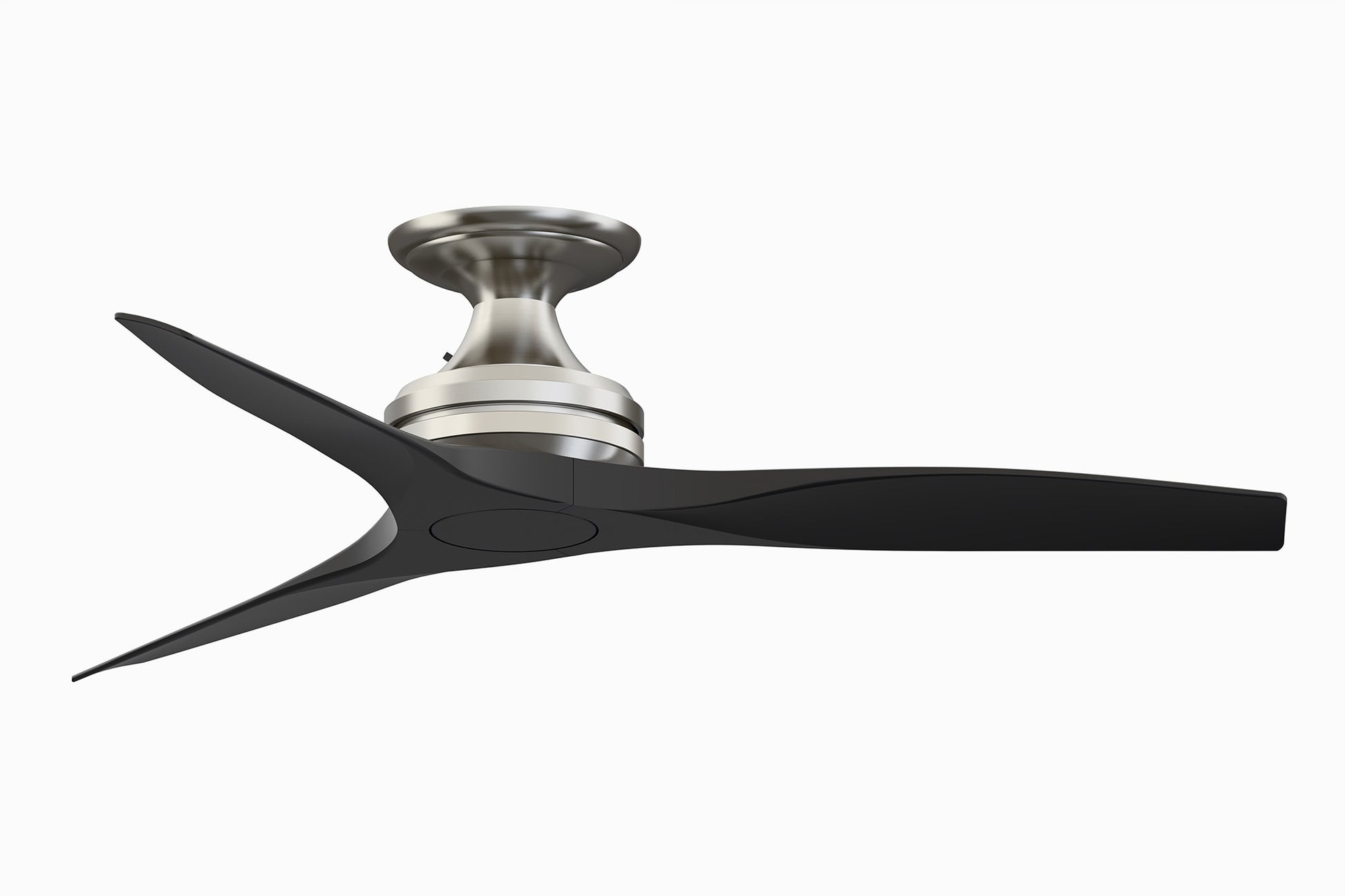 Fanimation Spitfire 48-in Outdoor Flush Mount Brushed Nickel with Black Blades Propeller Ceiling Fan Light Kit Compatible and Remote ( 3 -Blade ) 3073180