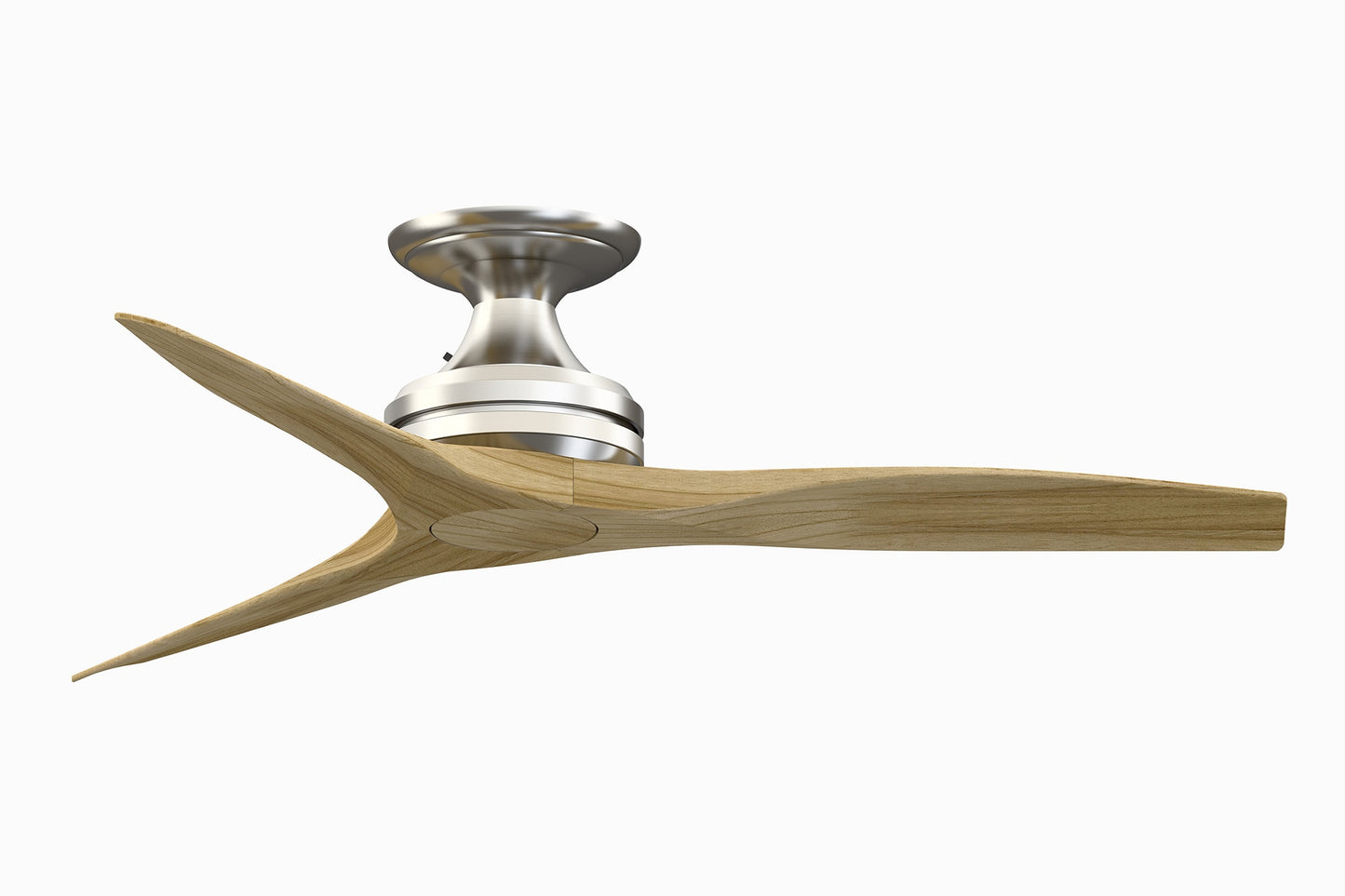 Fanimation Spitfire 48-in Outdoor Flush Mount Brushed Nickel with Natural Blades Propeller Ceiling Fan Light Kit Compatible and Remote ( 3 -Blade ) 3073186