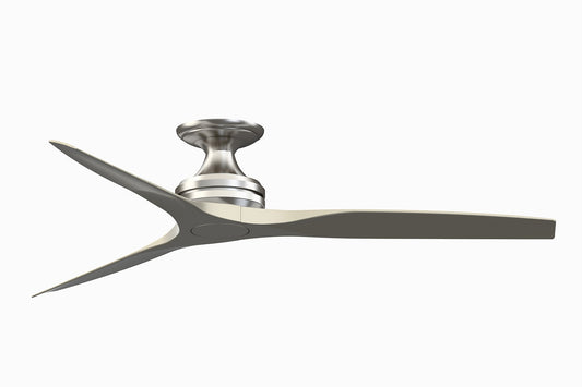 Fanimation Spitfire 60-in Outdoor Flush Mount Brushed Nickel with Brushed Nickel Blades Propeller Ceiling Fan Light Kit Compatible and Remote ( 3 -Blade ) 3073192