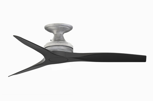 Fanimation Spitfire 48-in Outdoor Flush Mount Galvanized with Black Blades Propeller Ceiling Fan Light Kit Compatible - Remote Included ( 3 -Blade ) 3073224