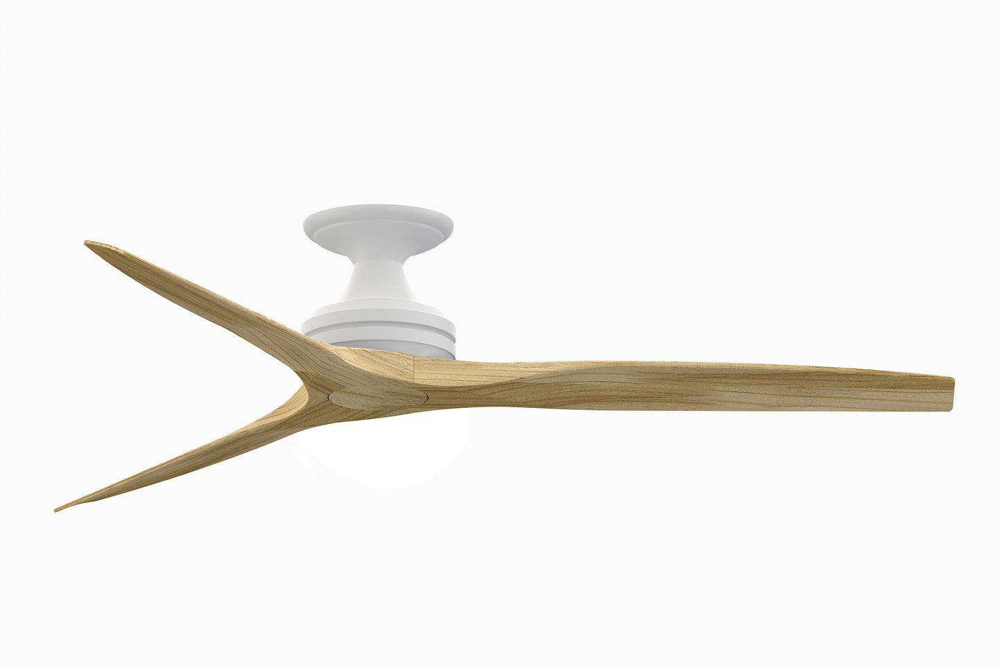 Fanimation Spitfire 60-in Outdoor Flush Mount Matte White with Natural Blades Propeller Ceiling Fan Light Kit Compatible - Remote Included ( 3 -Blade ) 3073260