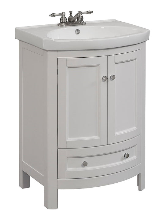 Runfine Bellina 24-in White Single Sink Bathroom Vanity with White Ceramic Top
