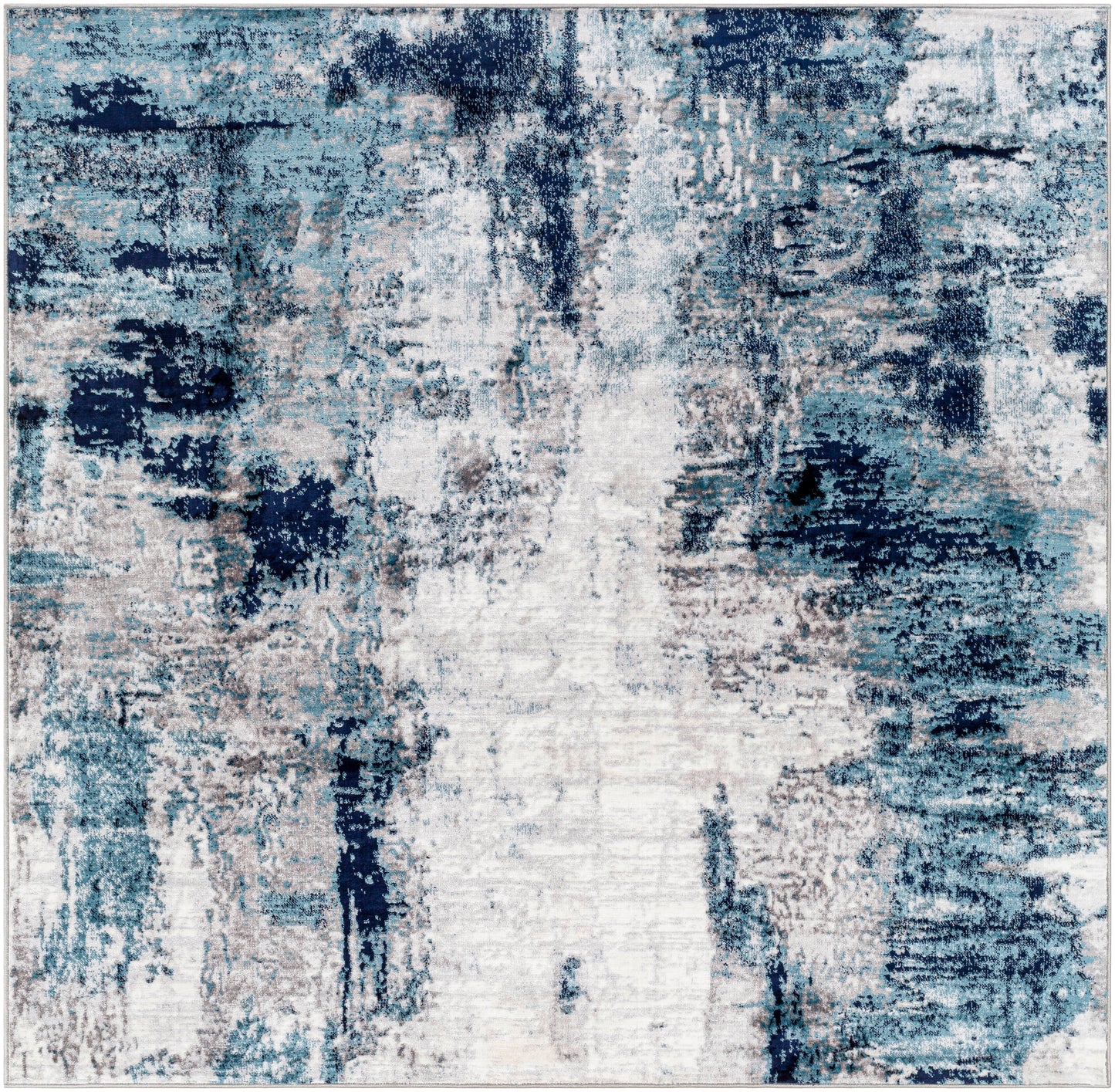 Livabliss Wanderlust 7 x 7 (ft) Flatweave Polyester Aqua Square Indoor Abstract Mid-Century Modern Spot Clean Only Pet Friendly Area rug