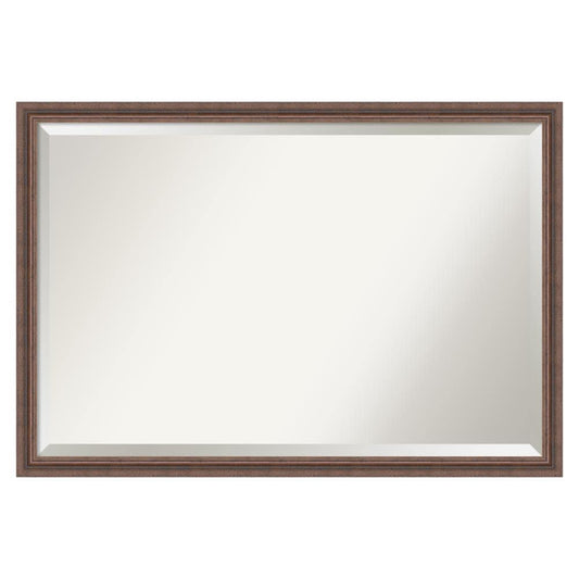 Amanti Art Distressed Rustic 38.38-in x 26.38-in Framed Rectangle Bathroom Vanity Mirror ( Distressed Brown )
