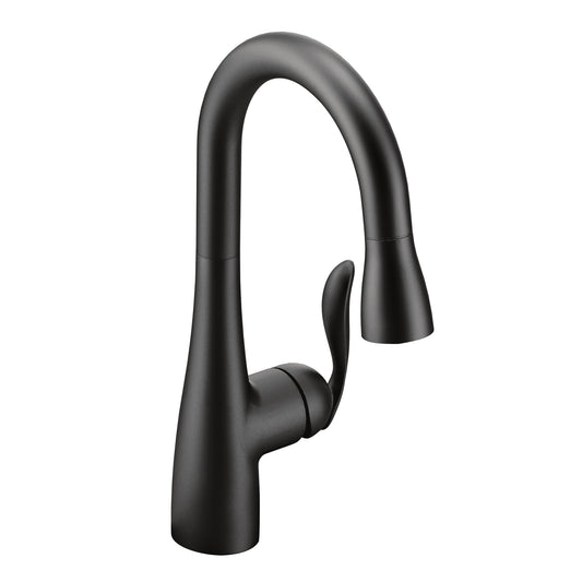 Moen Arbor Matte Black Single Handle Deck-mount Bar and Prep Kitchen Faucet with Sprayer
