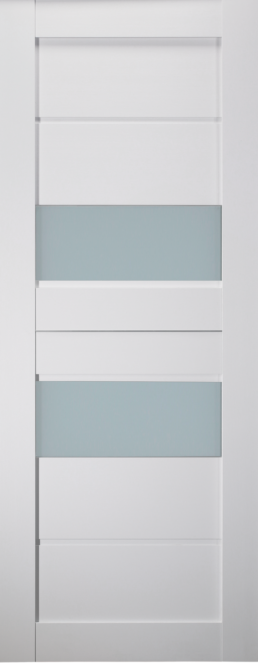 Belldinni Dessa Bianco Noble 32X 80 32-in x 80-in White Frosted glass Textured Solid core Prefinished Pine Wood Slab Door