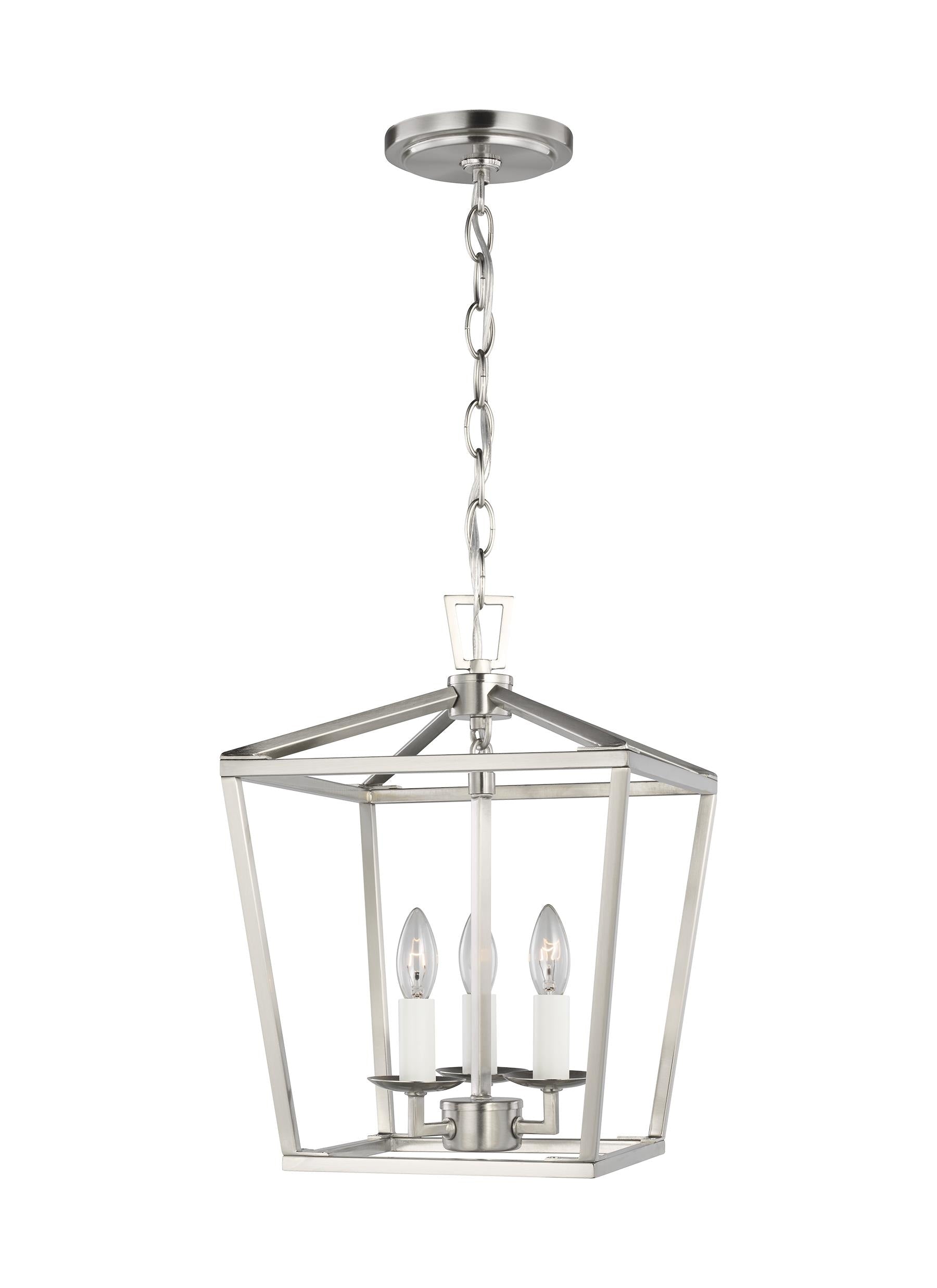 Generation Lighting Dianna 3 -Light Brushed Nickel Traditional Lantern Mini Indoor Hanging Pendant Light