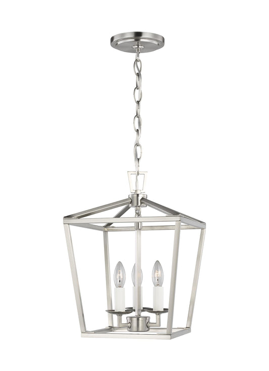 Generation Lighting Dianna 3 -Light Brushed Nickel Traditional Lantern Mini Indoor Hanging Pendant Light