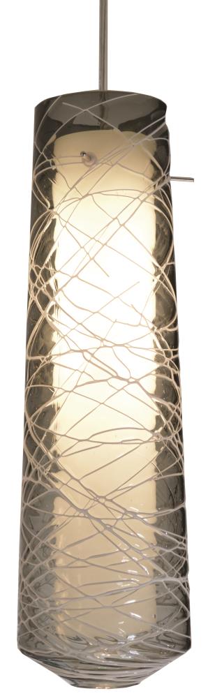 AFX Spun 1 -Light Satin Nickel Modern/contemporary Glass Teardrop LED Mini Indoor Hanging Pendant Light