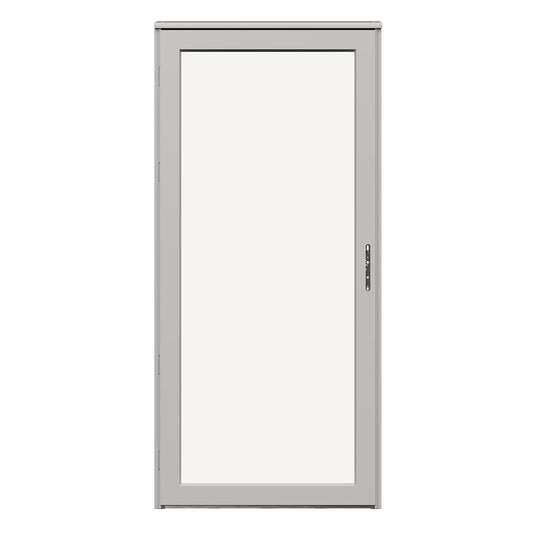 LARSON Platinum Fullview 36-in x 81-in Pebblestone Aluminum Right-hand Outswing/Left Hinge Storm Door with Interchangeable Screen ( No handle )