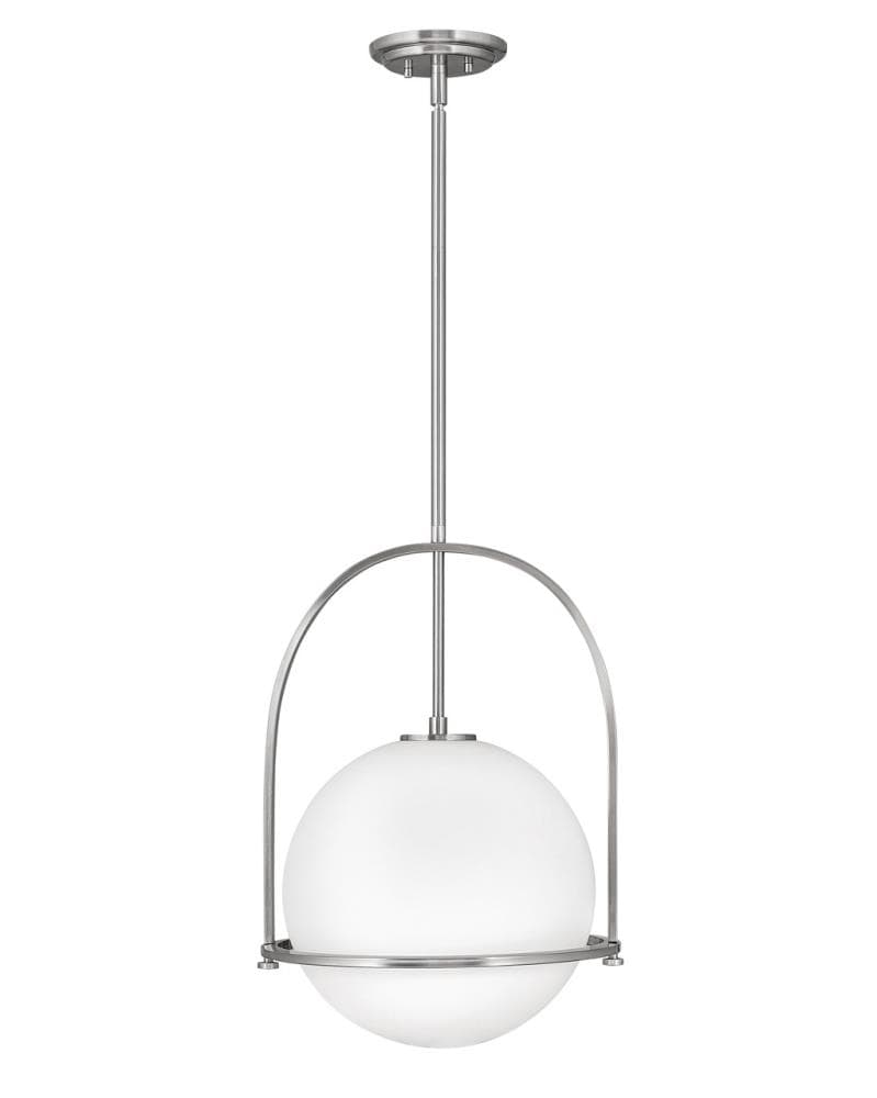 Hinkley Somerset 1 -Light Brushed Nickel Transitional Opal glass Glass Globe Medium Indoor Hanging Pendant Light