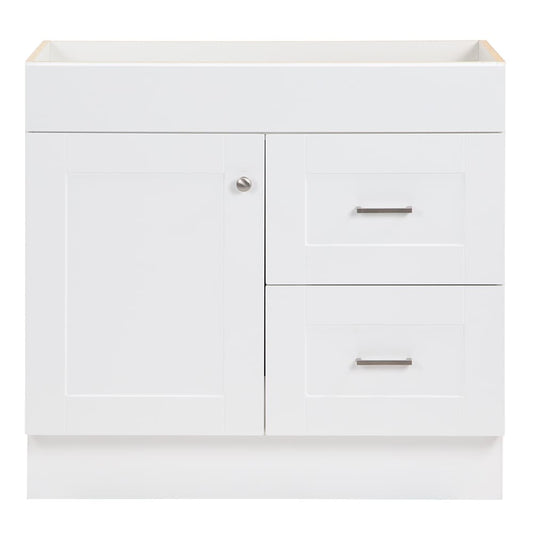 Project Source Series 36-in True White Bathroom Vanity Base Cabinet without Top