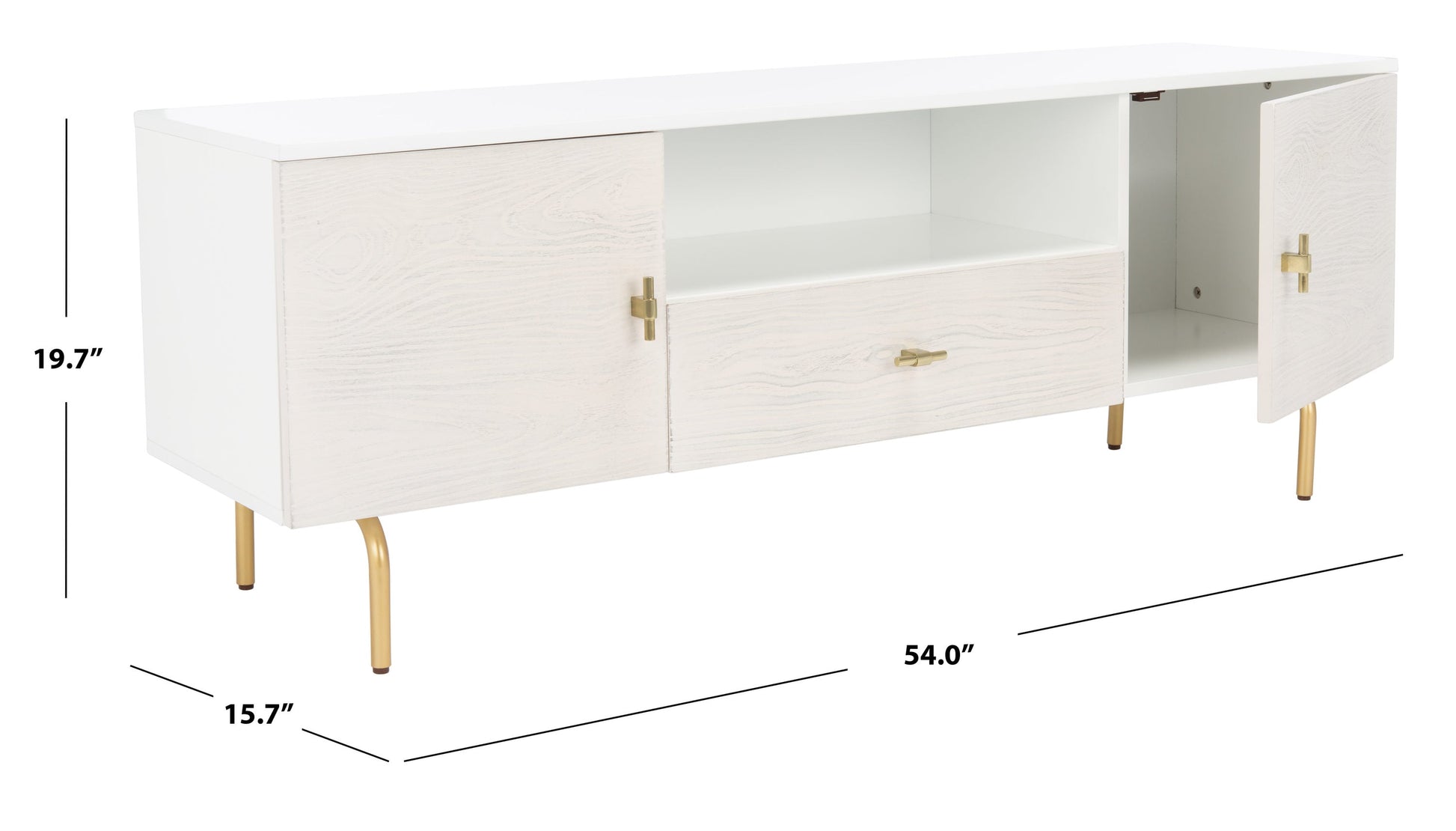 Safavieh Genevieve Modern/Contemporary White/White Washed 54-in W TV stand ( Accommodates TVs up to 70-in )