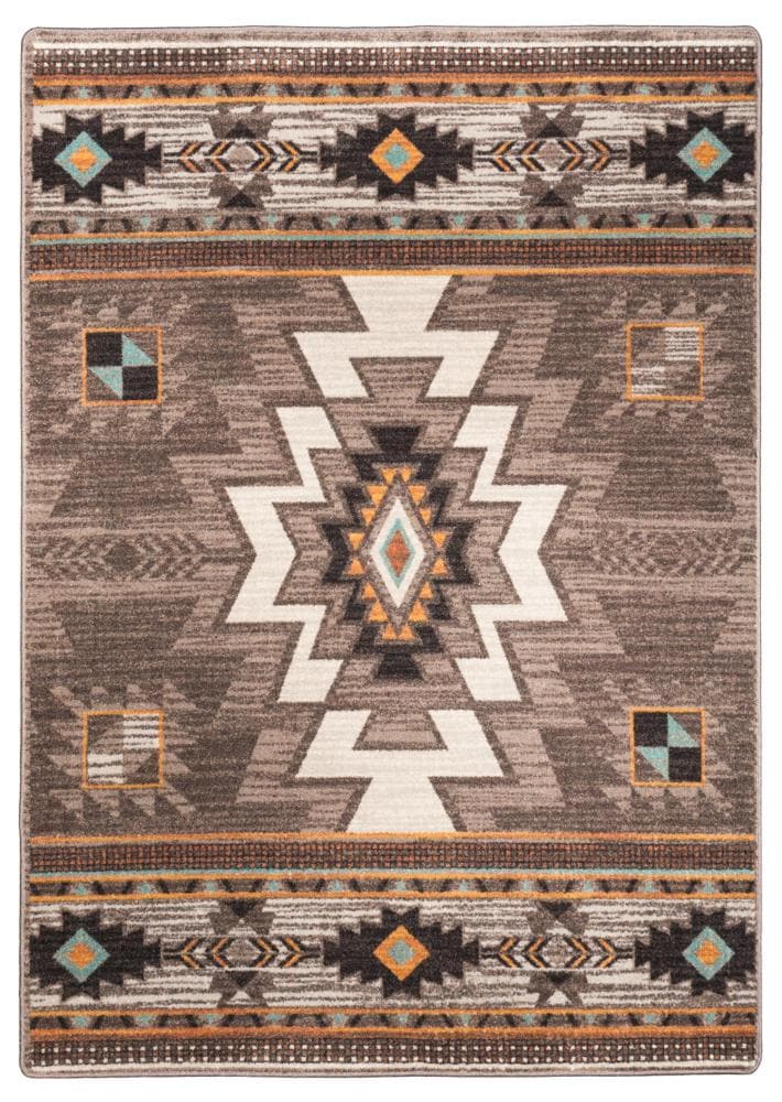 American Dakota 5 x 8 (ft) Tufted Nylon Worn Saddle Rectangular Indoor Southwestern Spot Clean Only Area rug