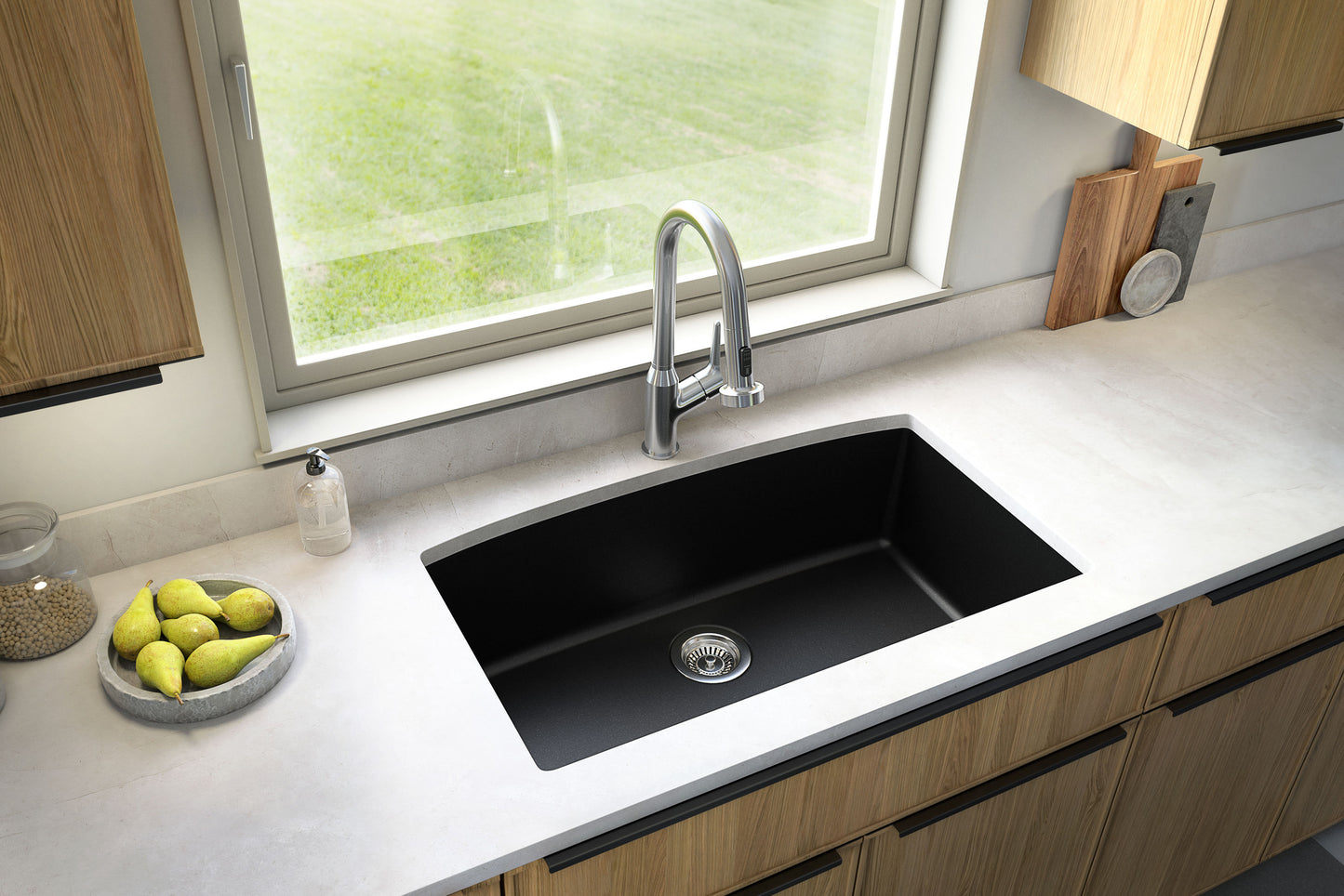 Karran Undermount 32-in x 19.5-in Quartz Single bowl Kitchen Sink