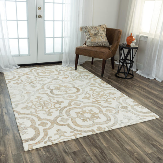 Alora Decor Neo 5 x 7 (ft) Tufted Wool White, Ivory, Beige Rectangular Indoor Trellis French Country Professionally Clean Only Pet Friendly Area rug