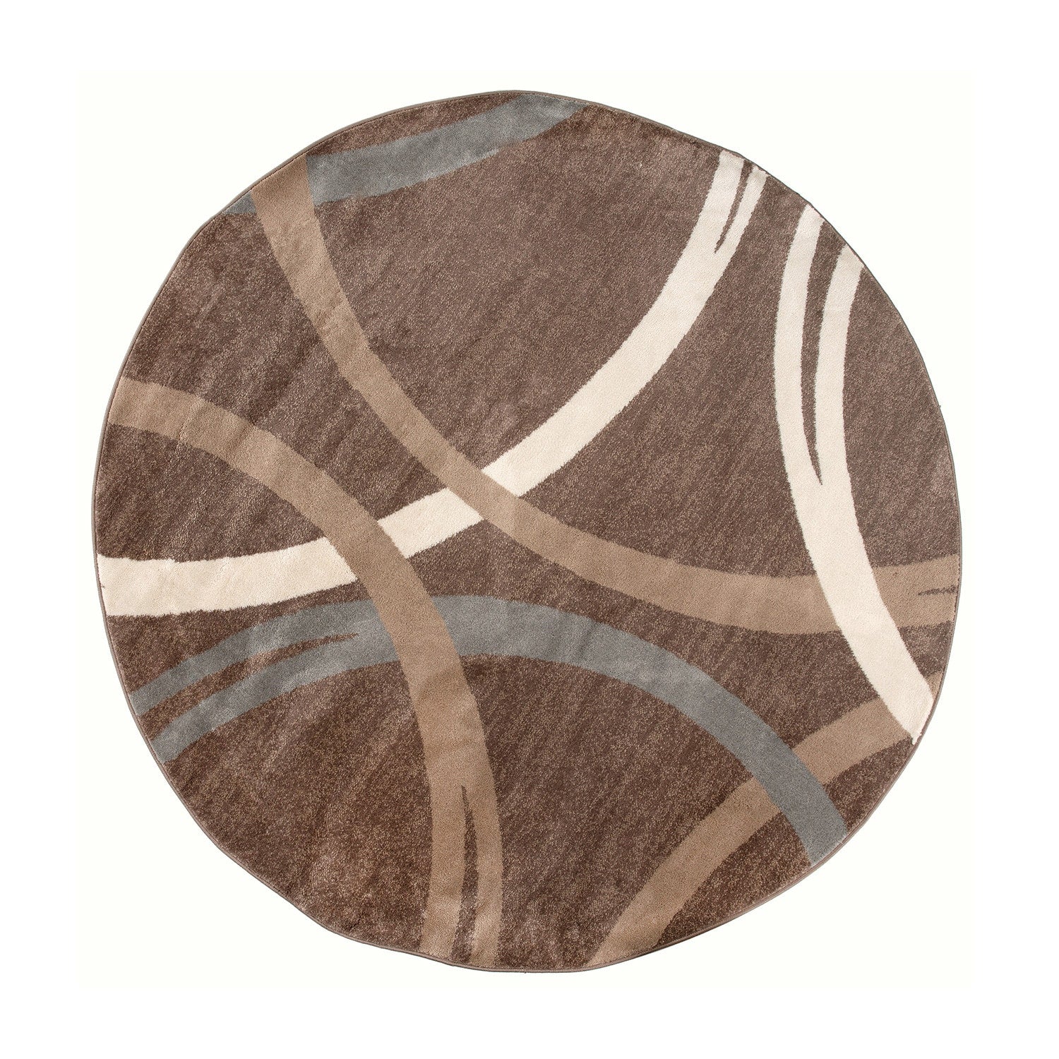World Rug Gallery 8 x 8 (ft) Loomed Polypropylene Brown Round Indoor Geometric Global Spot Clean Only Pet Friendly Area rug