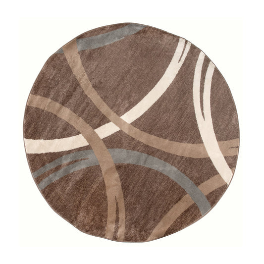 World Rug Gallery 8 x 8 (ft) Loomed Polypropylene Brown Round Indoor Geometric Global Spot Clean Only Pet Friendly Area rug