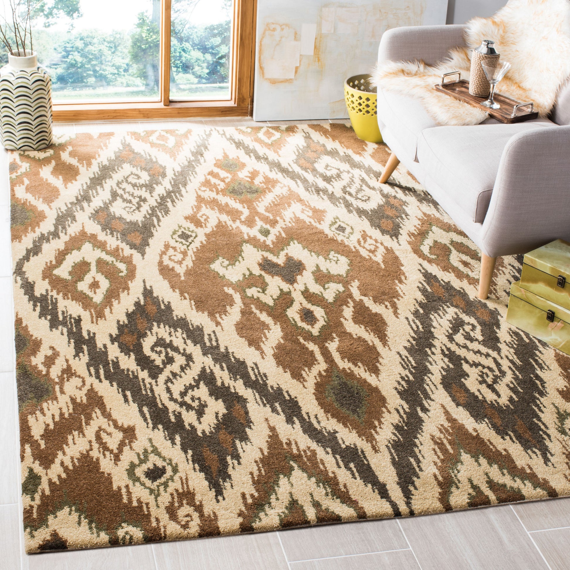 Safavieh Capri 6 x 9 (ft) Tufted Wool Multi/Brown Rectangular Indoor Abstract Bohemian/Eclectic Spot Clean Only Area rug